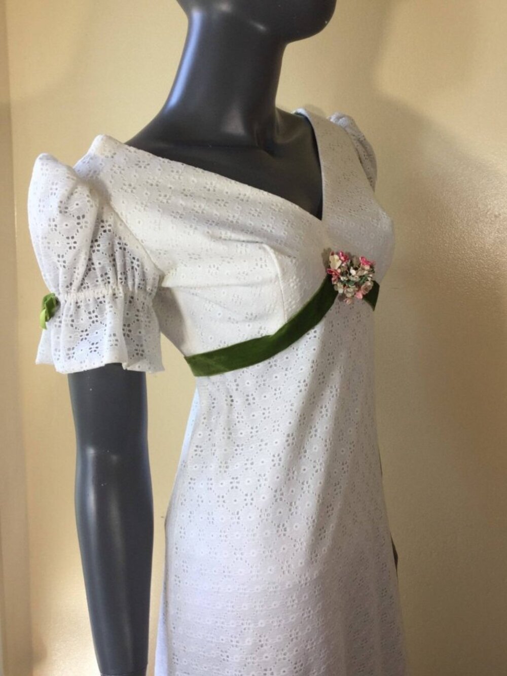Vintage 60s-70s eyelet maxi dress